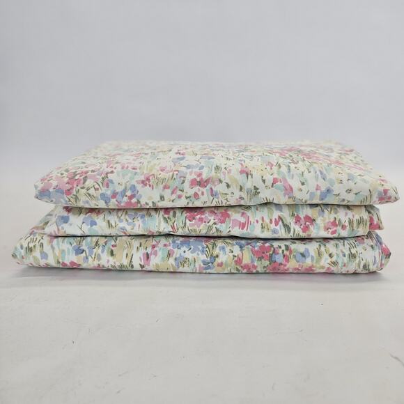 Vtg Ralph Lauren Loire Flat Fitted Sheets KING Pink Floral Quiet Luxury Cottage - Picture 1 of 6